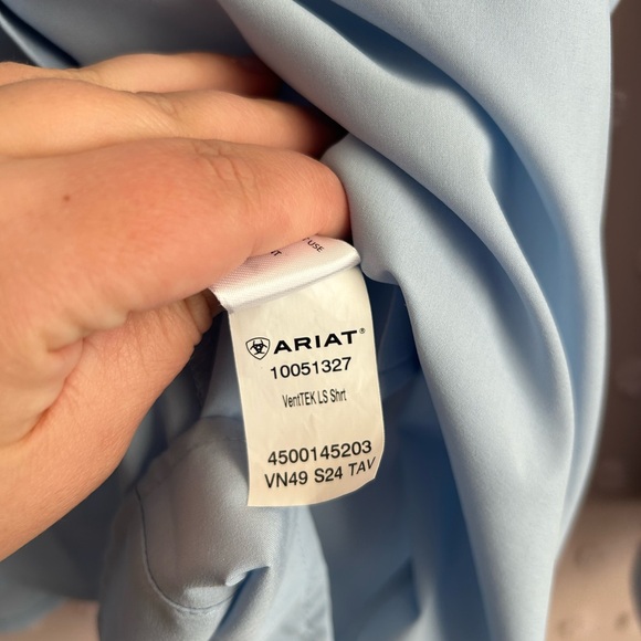 Ariat Tek VentTek Lightweight‎ Long Sleeve Button Down XL Western Rodeo Blue - Picture 6 of 6